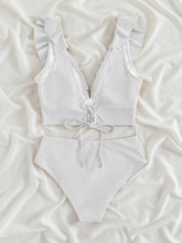 Load image into Gallery viewer, Ruffled V-Neck Sleeveless Two-Piece Swim Set