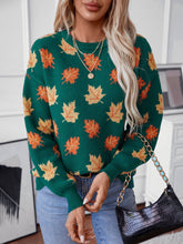 Load image into Gallery viewer, Maple Leaf Round Neck Long Sleeve Sweater