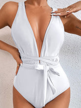 Load image into Gallery viewer, Tied Crisscross Wide Strap One-Piece Swimwear