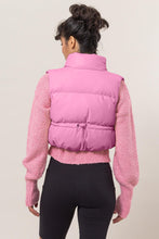 Load image into Gallery viewer, HYFVE Leather Zip Up Cropped Puffer Vest