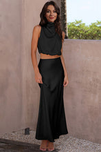 Load image into Gallery viewer, Cropped Turtle Neck Tank Top and Maxi Skirt Set