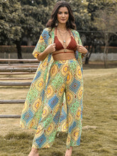 Load image into Gallery viewer, Printed Half Sleeve Top and Wide Leg Pants Set