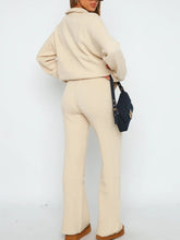 Load image into Gallery viewer, Quarter Zip Long Sleeve Top and Pants Set