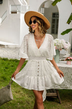 Load image into Gallery viewer, Lace Cutout Surplice Half Sleeve Dress