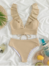 Load image into Gallery viewer, Ruffled V-Neck Sleeveless Two-Piece Swim Set