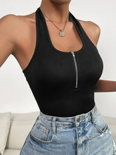 Load image into Gallery viewer, Half Zip Halter Neck Cami