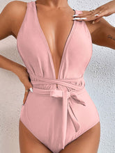 Load image into Gallery viewer, Tied Crisscross Wide Strap One-Piece Swimwear