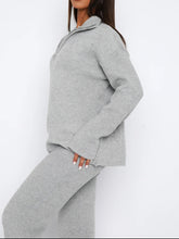 Load image into Gallery viewer, Quarter Zip Long Sleeve Top and Pants Set