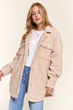 Load image into Gallery viewer, And The Why Teddy Sherpa Button Down Curved Hem Shacket