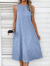 Load image into Gallery viewer, Full Size Pocketed Round Neck Sleeveless Dress