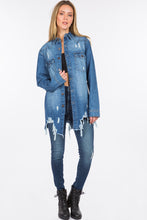 Load image into Gallery viewer, American Bazi Distressed Frayed Hem Denim Jacket