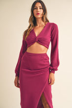 Load image into Gallery viewer, MABLE Front Twisted Knit Top and Midi Skirt Set