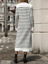 Load image into Gallery viewer, Striped Round Neck Long Sleeve Dress