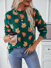 Load image into Gallery viewer, Maple Leaf Round Neck Long Sleeve Sweater