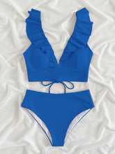 Load image into Gallery viewer, Ruffled V-Neck Sleeveless Two-Piece Swim Set