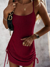 Load image into Gallery viewer, Drawstring Scoop Neck Spaghetti Strap Knit Dress