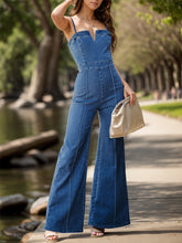 Load image into Gallery viewer, Spaghetti Strap Wide Leg Denim Overalls