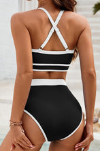 Load image into Gallery viewer, Crisscross Contrast Trim Bikini Set