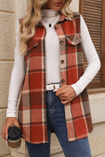 Load image into Gallery viewer, Plaid Button Up Vest Coat