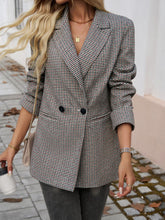 Load image into Gallery viewer, Devine Pocketed Houndstooth Long Sleeve Blazer