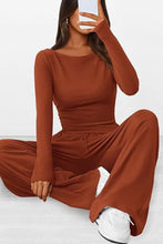 Load image into Gallery viewer, Round Neck Long Sleeve Top and Pants Set