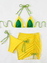 Load image into Gallery viewer, Contrast Tied Three-Piece Swim Set