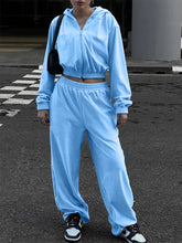 Load image into Gallery viewer, Zip Up Hoodie and Pocketed Pants Set