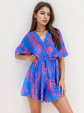 Load image into Gallery viewer, Printed Surplice Half Sleeve Romper