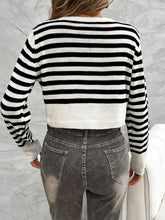 Load image into Gallery viewer, Devine Striped Round Neck Button Down Cardigan