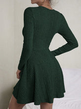 Load image into Gallery viewer, Textured Round Neck Long Sleeve Dress