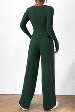 Load image into Gallery viewer, Round Neck Long Sleeve Top and Pants Set