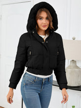 Load image into Gallery viewer, Pocketed Long Sleeve Cropped Hooded Winter Coat