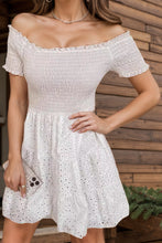 Load image into Gallery viewer, Smocked Off-Shoulder Short Sleeve Mini Dress