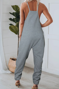 Pocketed V-Neck Spaghetti Strap Jumpsuit