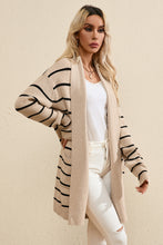 Load image into Gallery viewer, Striped Open Front Long Sleeve Cardigan