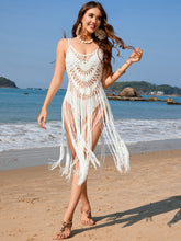 Load image into Gallery viewer, Fringe Openwork Spaghetti Strap Cover-Up