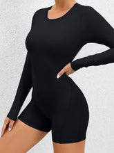 Load image into Gallery viewer, Cutout Round Neck Long Sleeve Active Romper