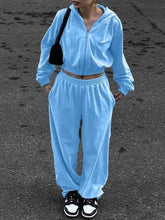 Load image into Gallery viewer, Zip Up Hoodie and Pocketed Pants Set