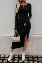 Load image into Gallery viewer, Devine Drawstring Round Neck Long Sleeve Midi Dress