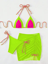 Load image into Gallery viewer, Contrast Tied Three-Piece Swim Set