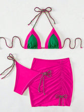 Load image into Gallery viewer, Contrast Tied Three-Piece Swim Set