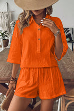 Load image into Gallery viewer, Collared Neck Half Sleeve Top and Shorts Set