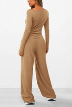 Load image into Gallery viewer, Round Neck Long Sleeve Top and Pants Set