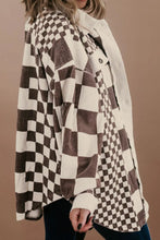 Load image into Gallery viewer, Plus Size Checkered Button Up Long Sleeve Jacket