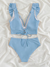 Load image into Gallery viewer, Ruffled V-Neck Sleeveless Two-Piece Swim Set