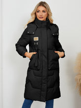 Load image into Gallery viewer, Long Sleeve Longline Hooded Winter Coat