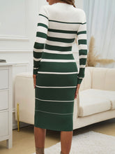 Load image into Gallery viewer, Devine Color Block Round Neck Long Sleeve Midi Dress