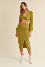 Load image into Gallery viewer, MABLE Front Twisted Knit Top and Midi Skirt Set