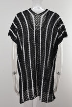 Load image into Gallery viewer, Slit Openwork Striped V-Neck Cover-Up