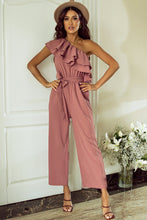 Load image into Gallery viewer, Ruffled Tied One-Shoulder Jumpsuit